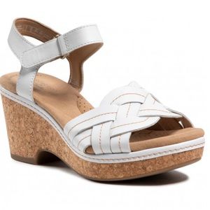 Clarks Women's White Giselle Coast Wedge Sandal